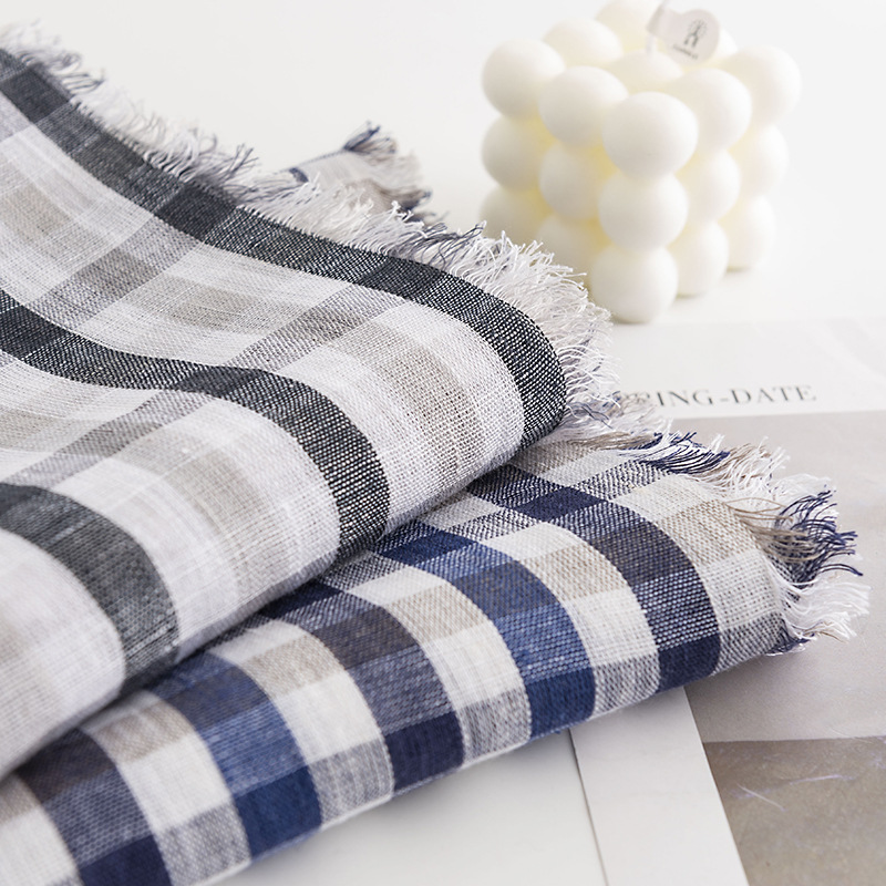 The Cotton Linen Striped Fringe Scarf - Image 2