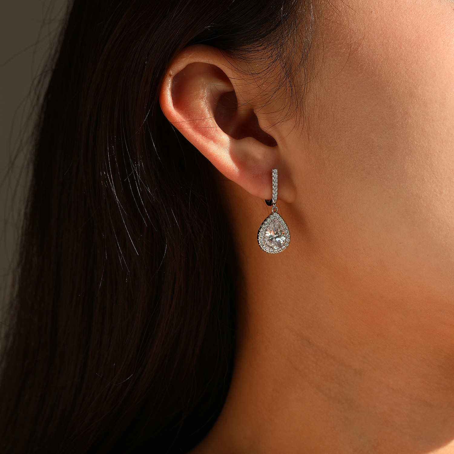 The S925 Sterling Silver Drop Rhinestone Earrings - Image 2