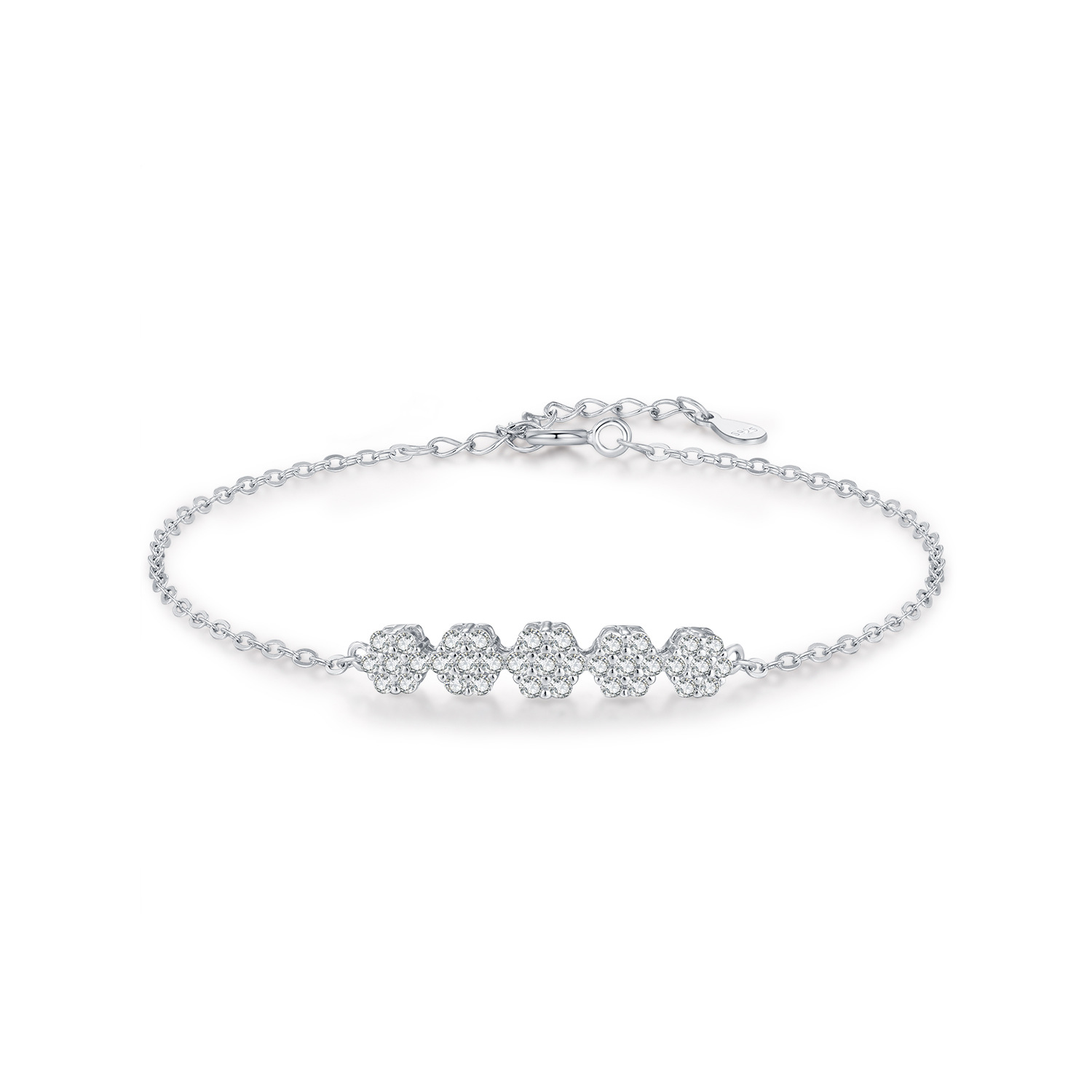 The S925 Sterling Silver Floral Diamond Bracelet - Image 5