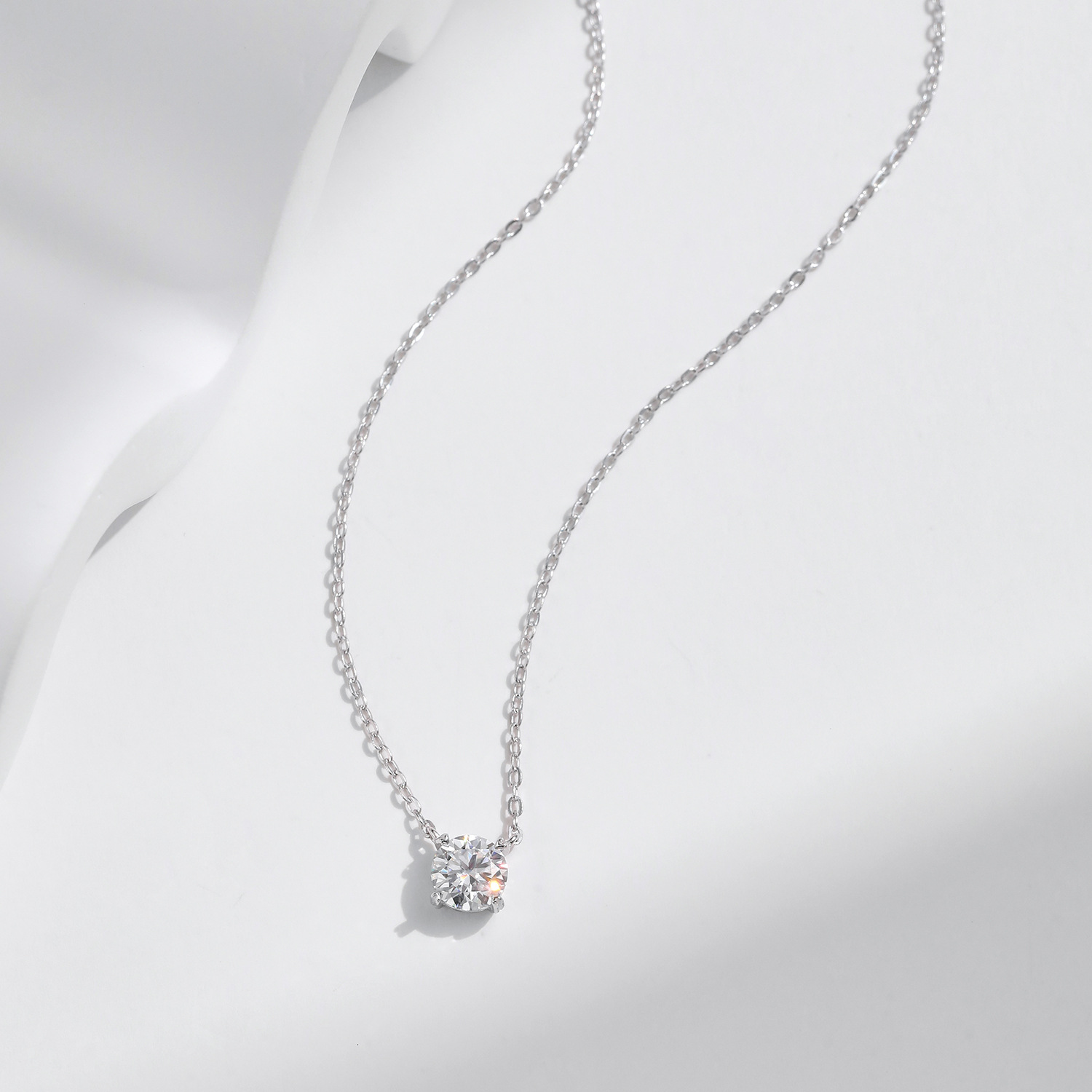 The S925 Sterling Silver Four-Prong Moissanite Necklace - Image 4