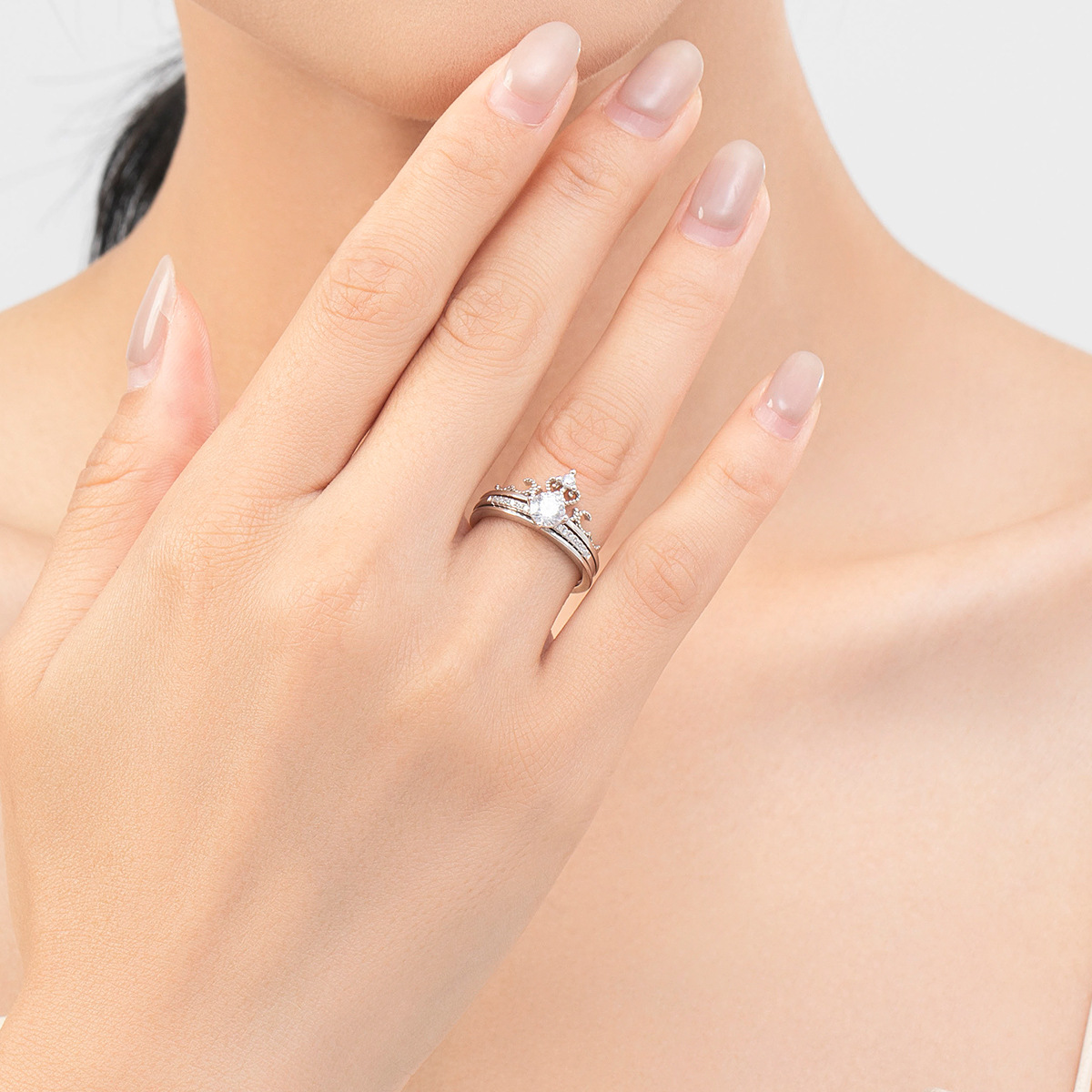 The S925 Sterling Silver Crown Open Ring Set - Image 2