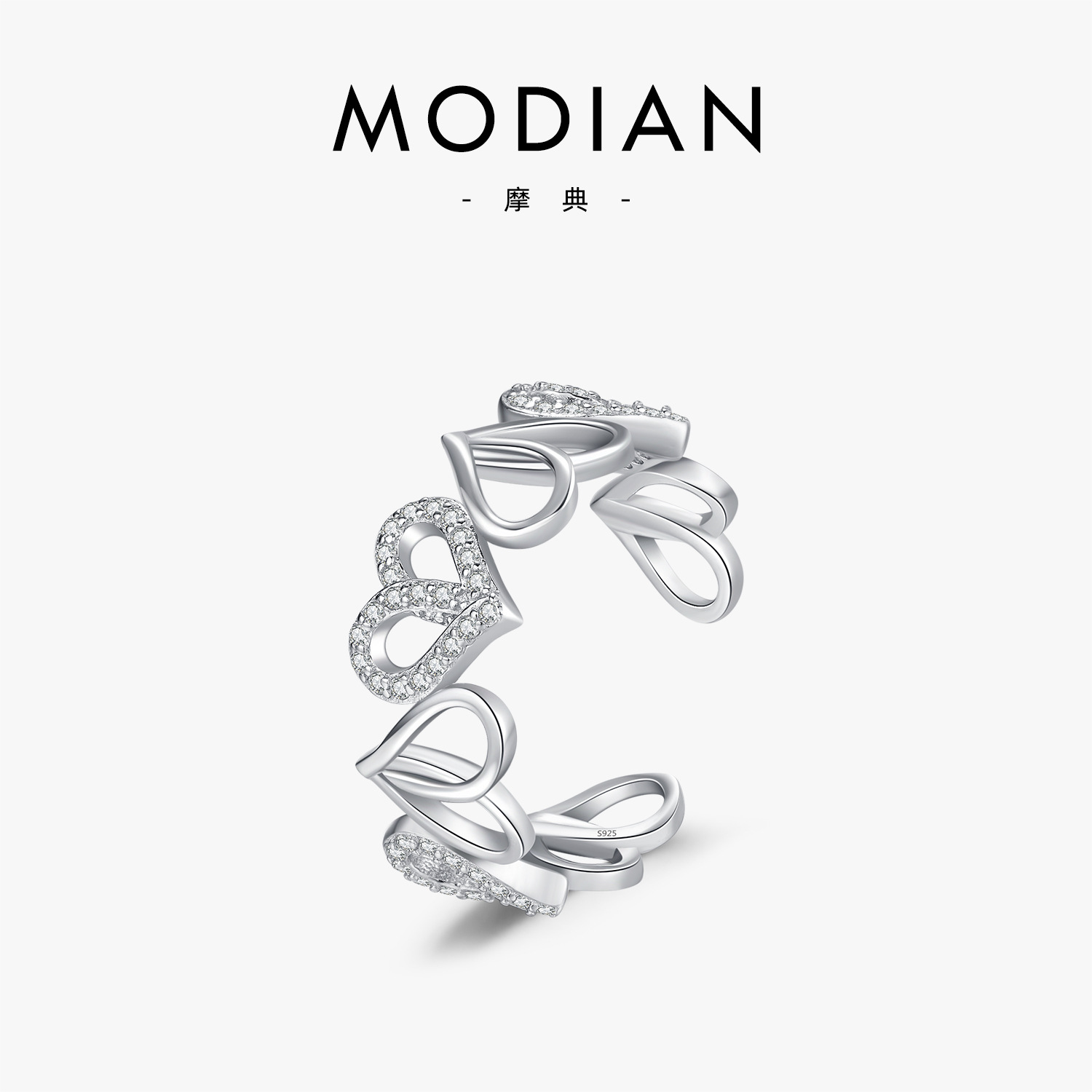 The Sweet Heart S925 Sterling Silver Open Ring