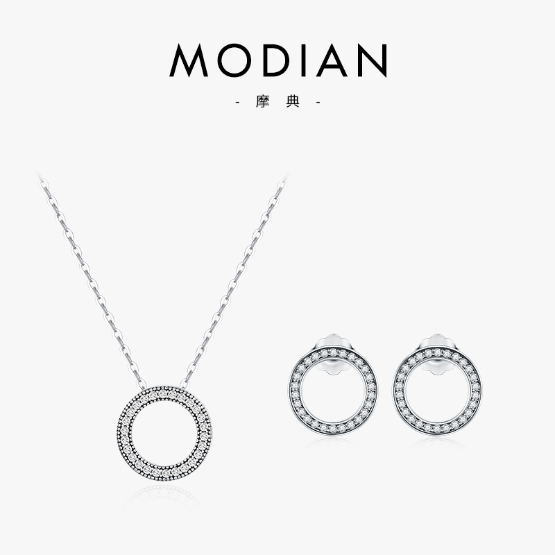 The S925 Sterling Silver Vintage Zirconia Necklace and Earrings Set