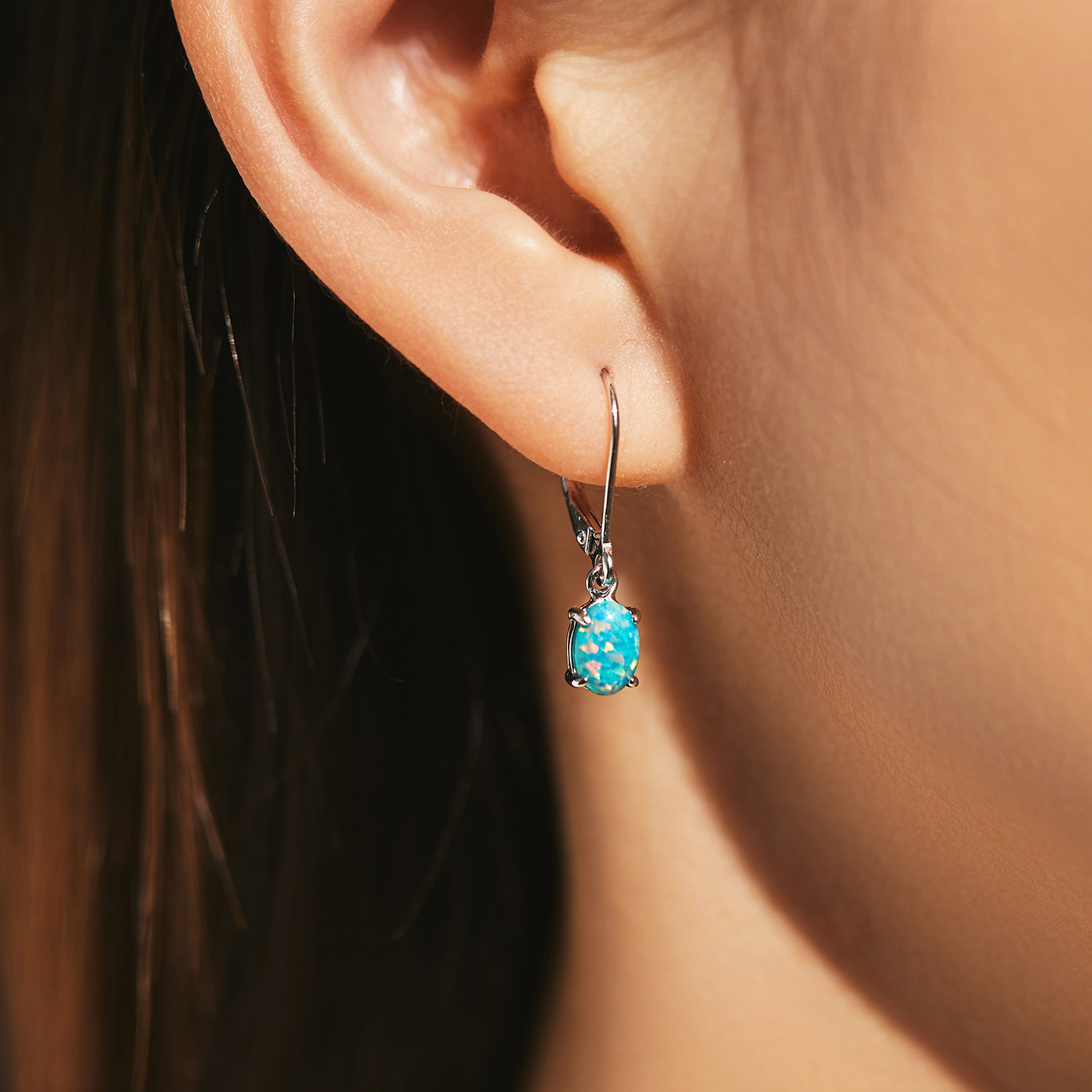 The S925 Silver Opal Earrings - Image 2