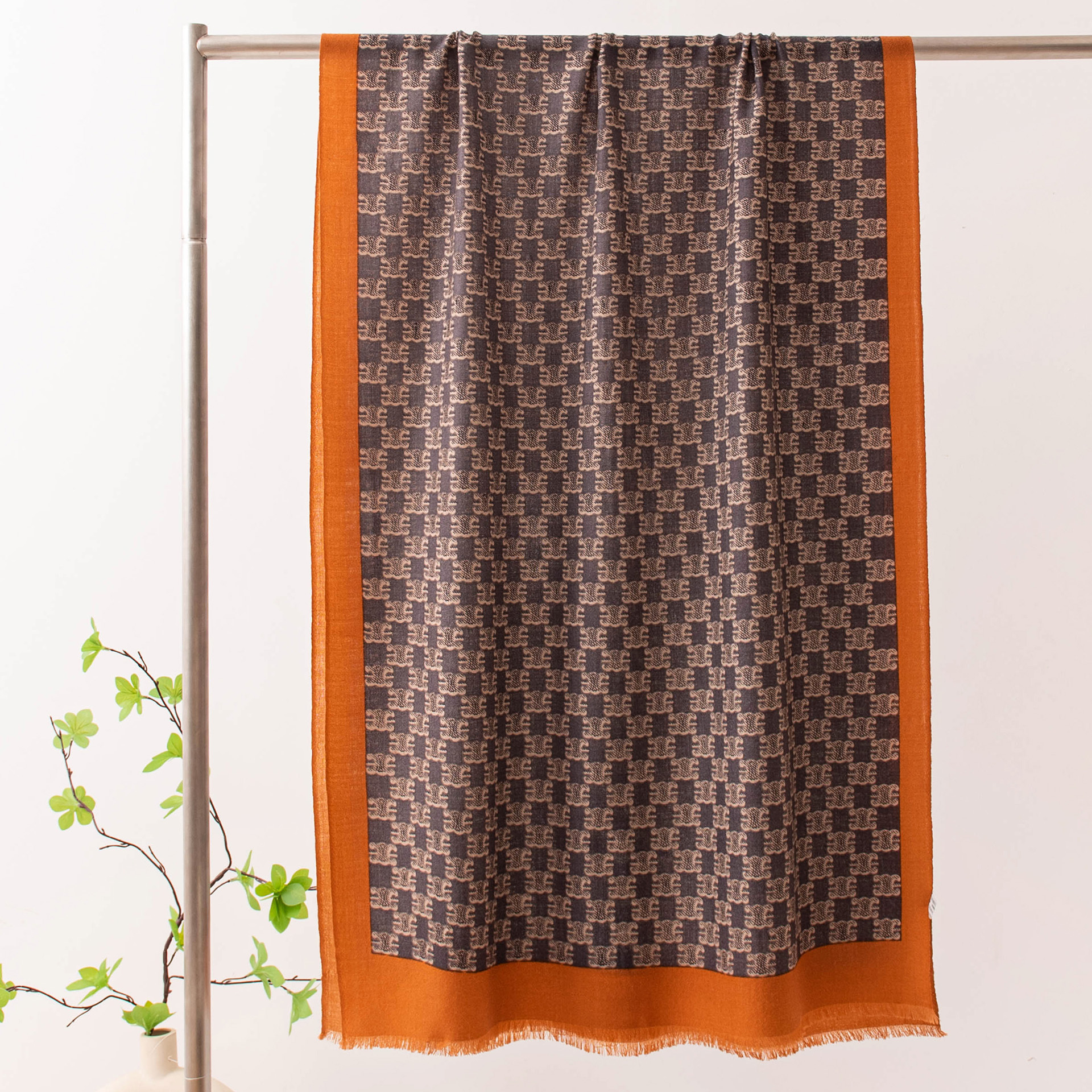 The Printed Wool Long Wrap Scarf