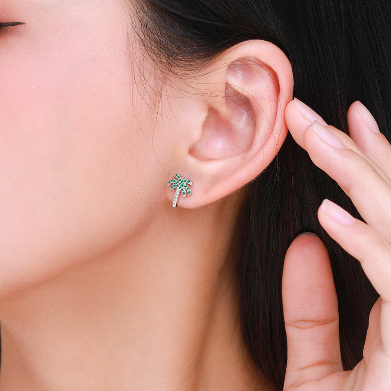 The S925 Sterling Silver Coconut Tree Earrings - Image 2