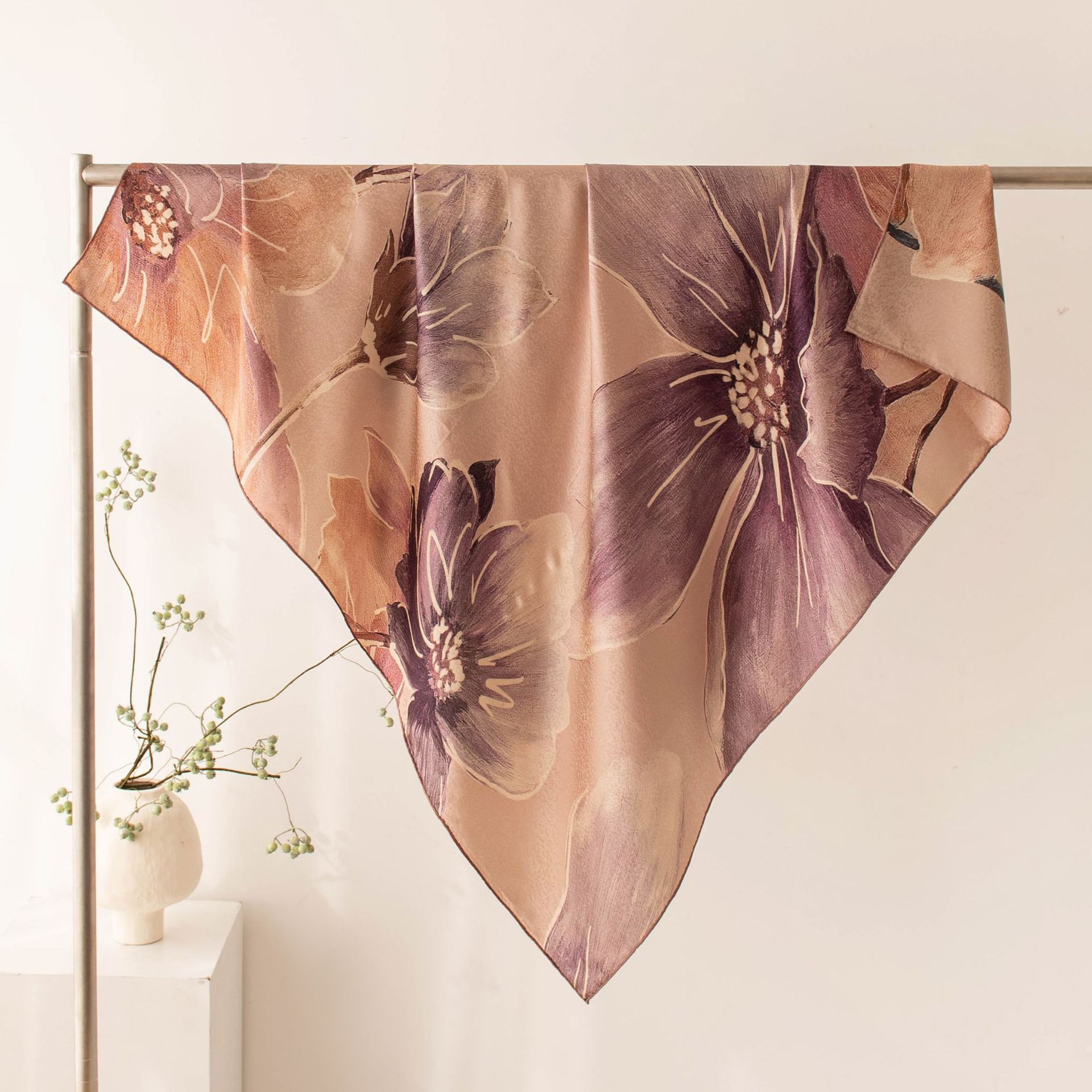 The Snowflake Satin Double-Sided Silk Scarf Shawl - Image 2