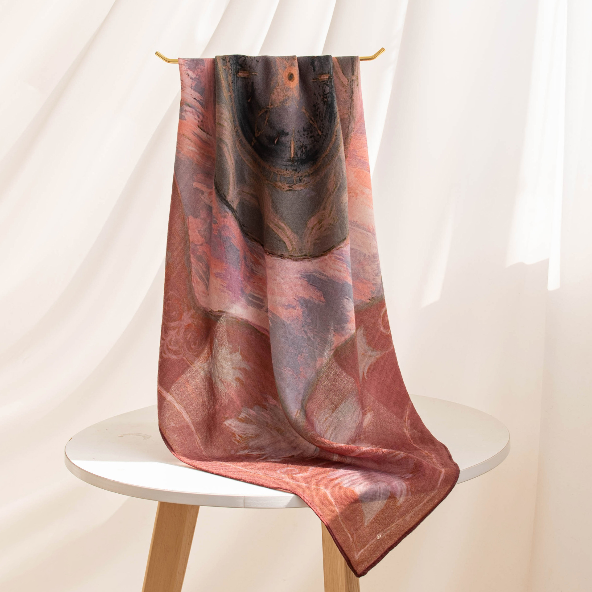 The Lightweight Wool Square Scarf with Print - Image 3