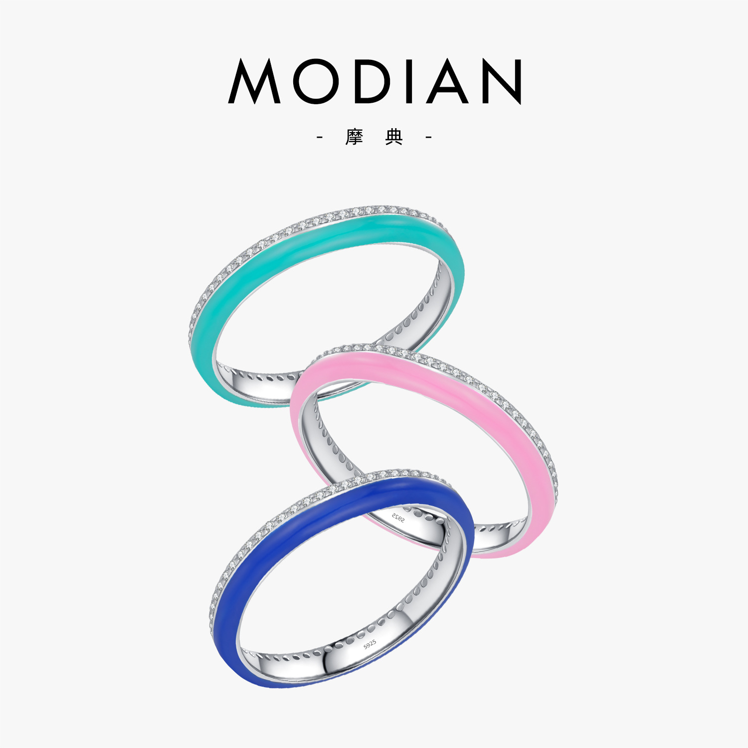 The S925 Sterling Silver Enamel Diamond Ring
