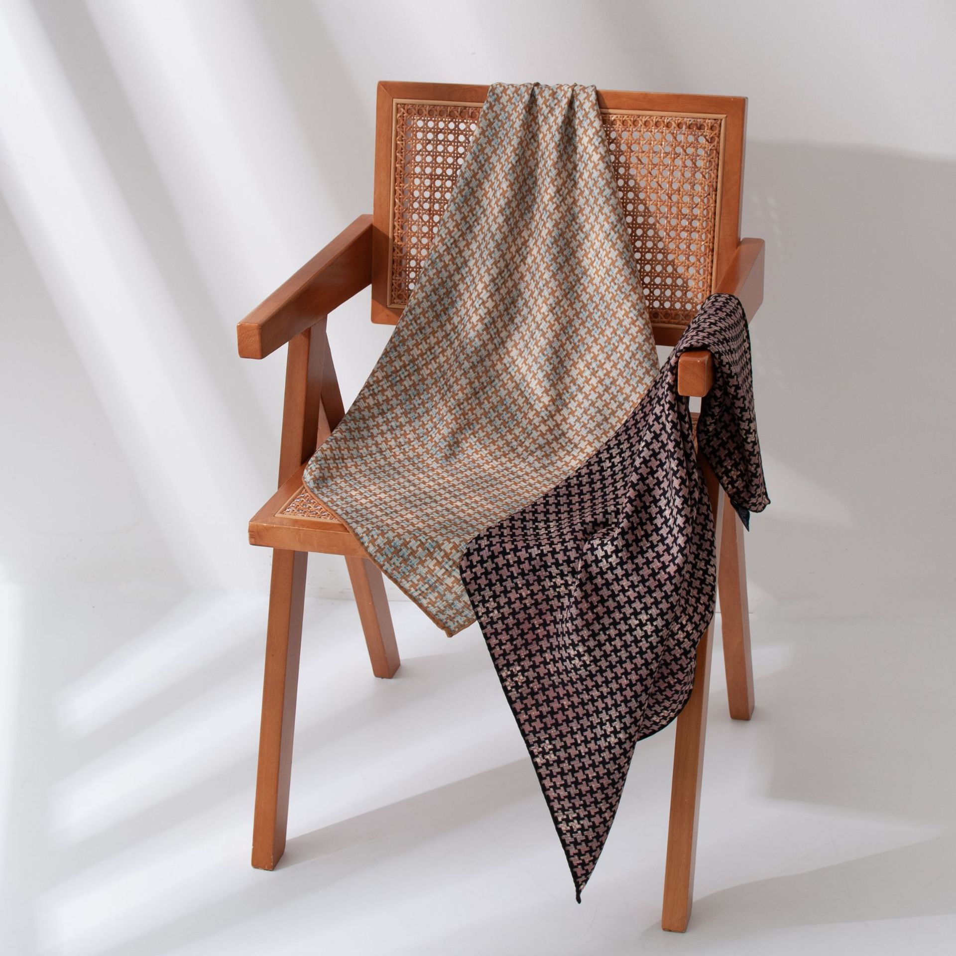 The Houndstooth Silk Wool Reversible Neck Scarf - Image 2