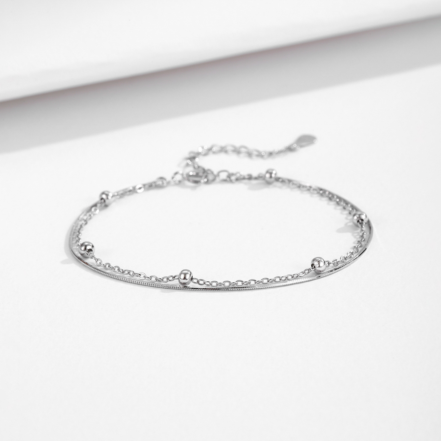 The S925 Silver Snake Bone Chain Double Layer Bracelet - Image 4