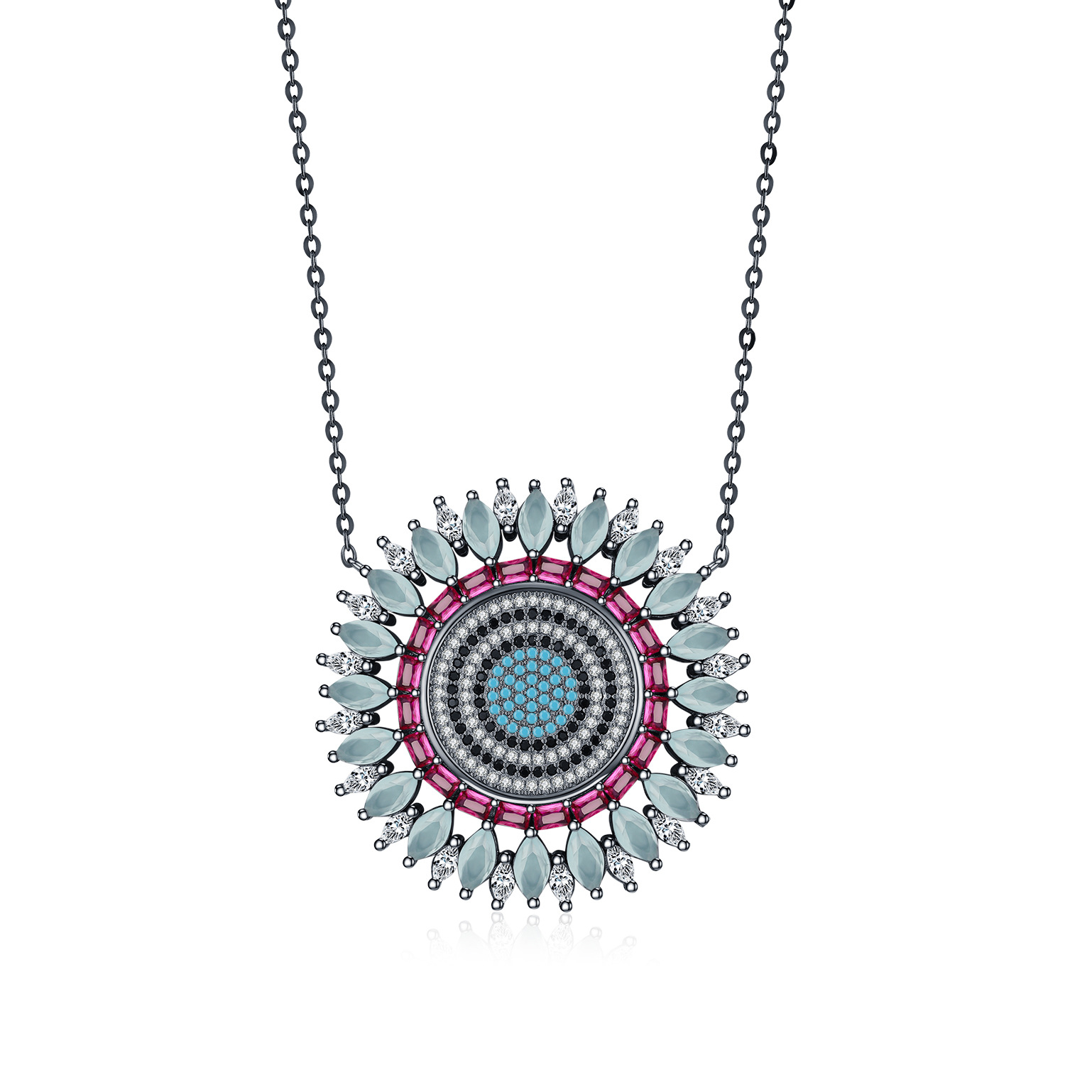 The S925 Sterling Silver Full Diamond Pendant Necklace - Image 5