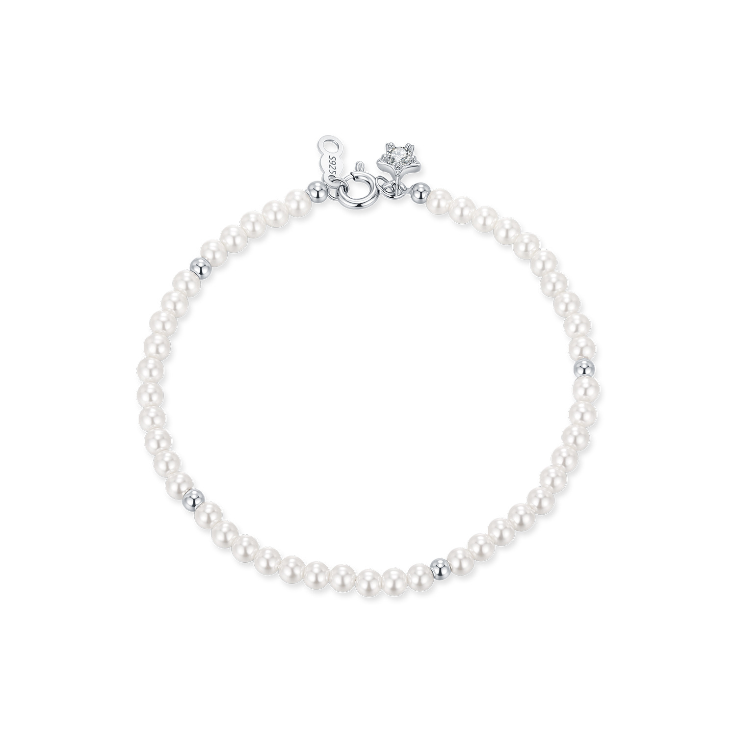 The S925 Sterling Silver Crystal Pearl Bracelet - Image 5