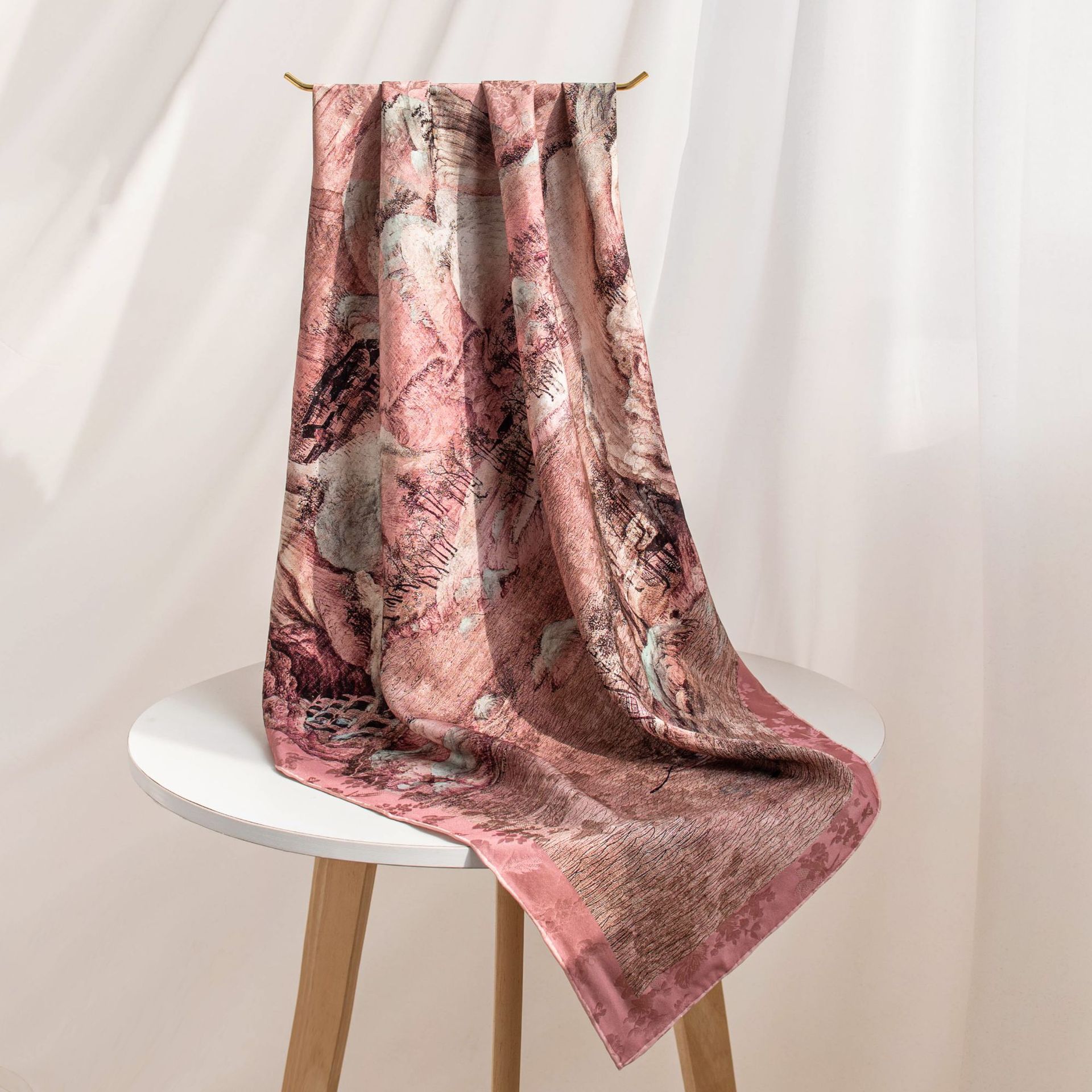 The Silk Twill Shawl with Landscape Print - Image 2