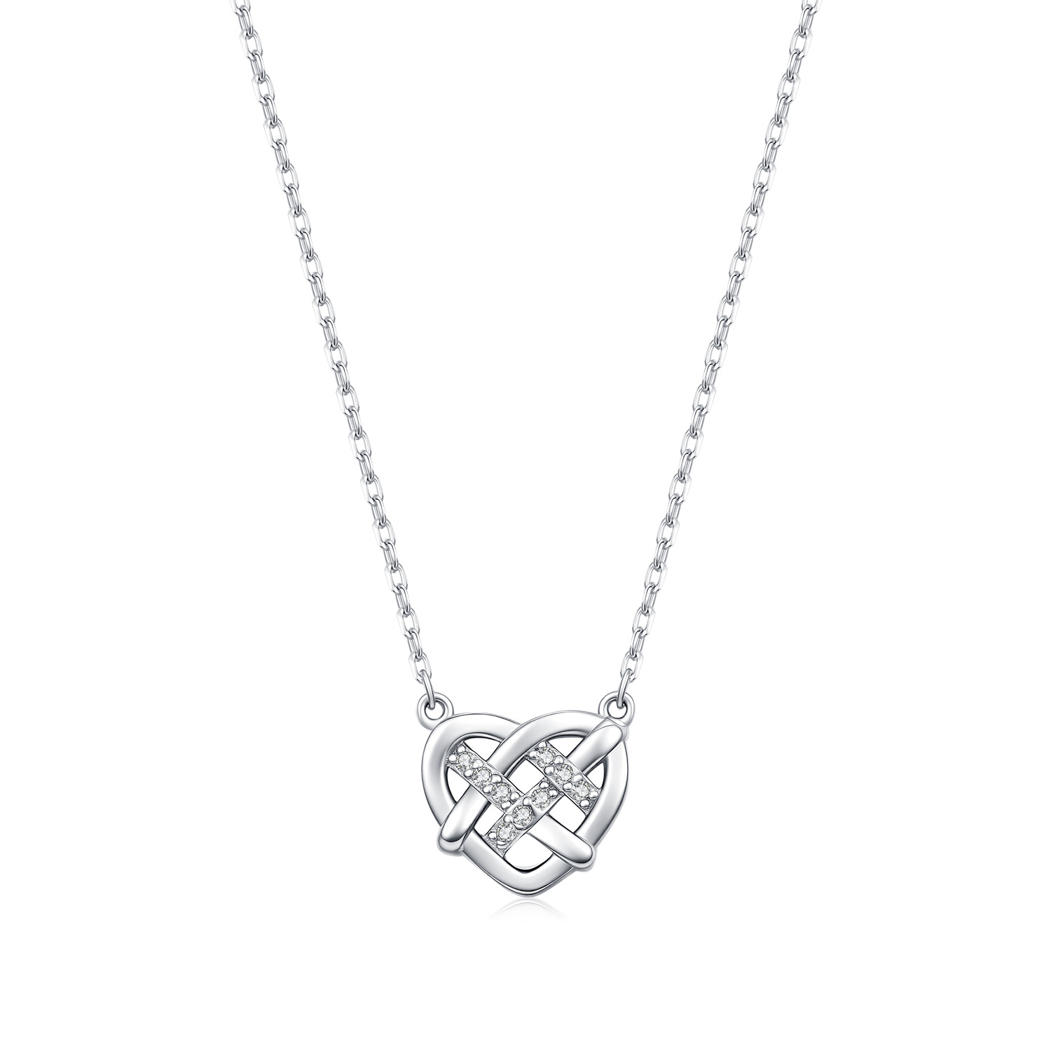 The Moissanite S925 Sterling Silver Braided Heart Necklace - Image 5