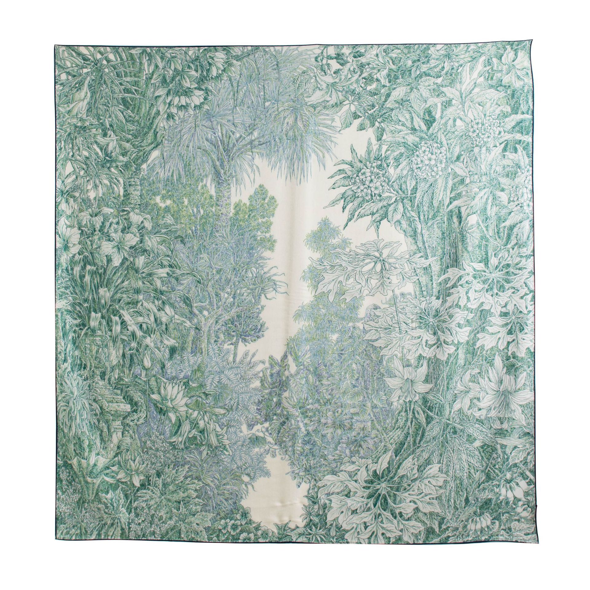 FHZ25-90013-1 Hand Rolled Double-Sided Towel Blue Green Floral
