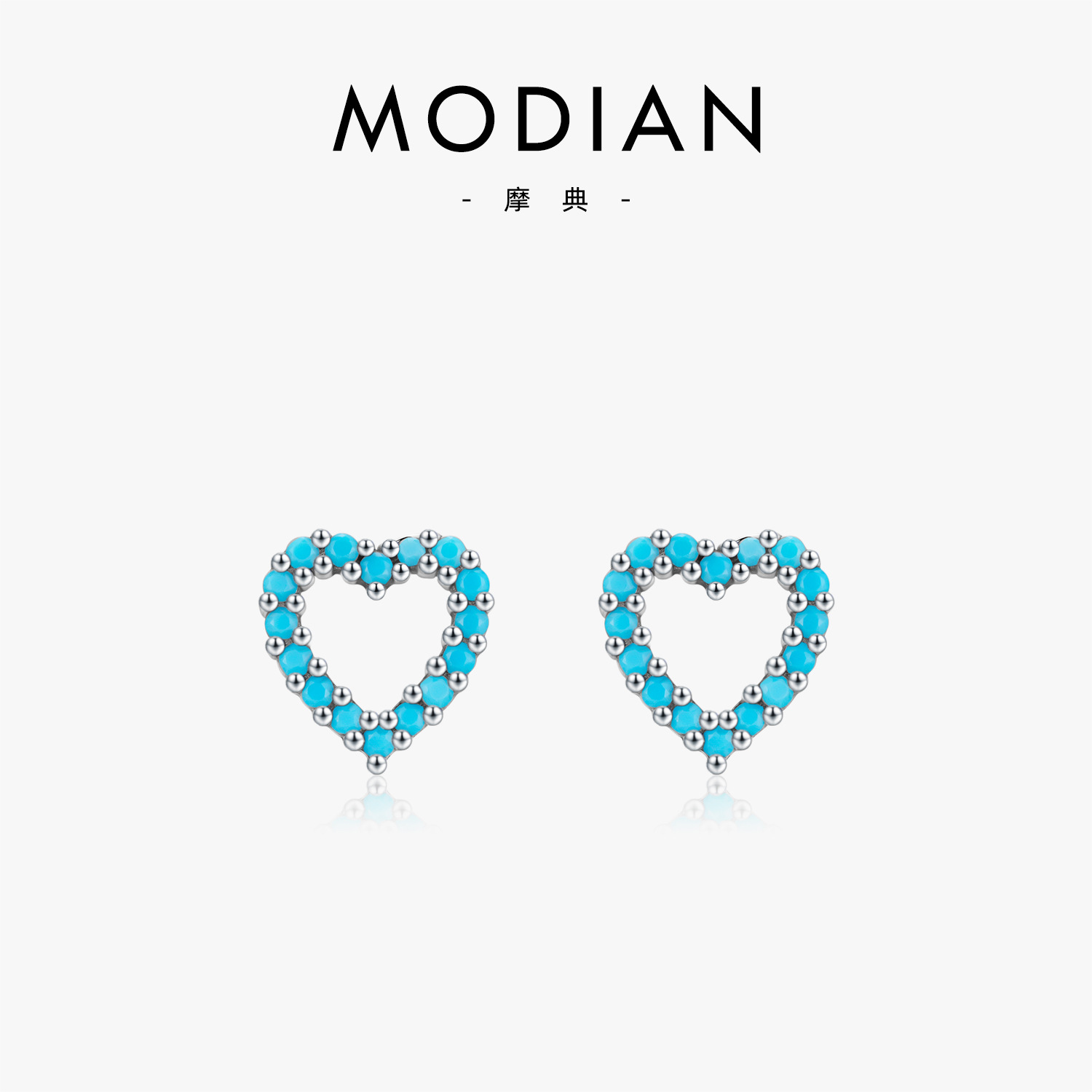 The S925 Sterling Silver Turquoise Hollow Heart Earrings