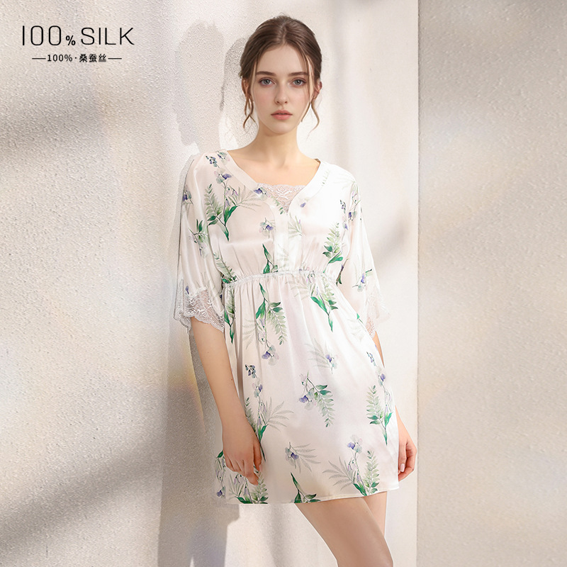 The Printed 100% Mulberry Silk Sleep Dress - Image 3