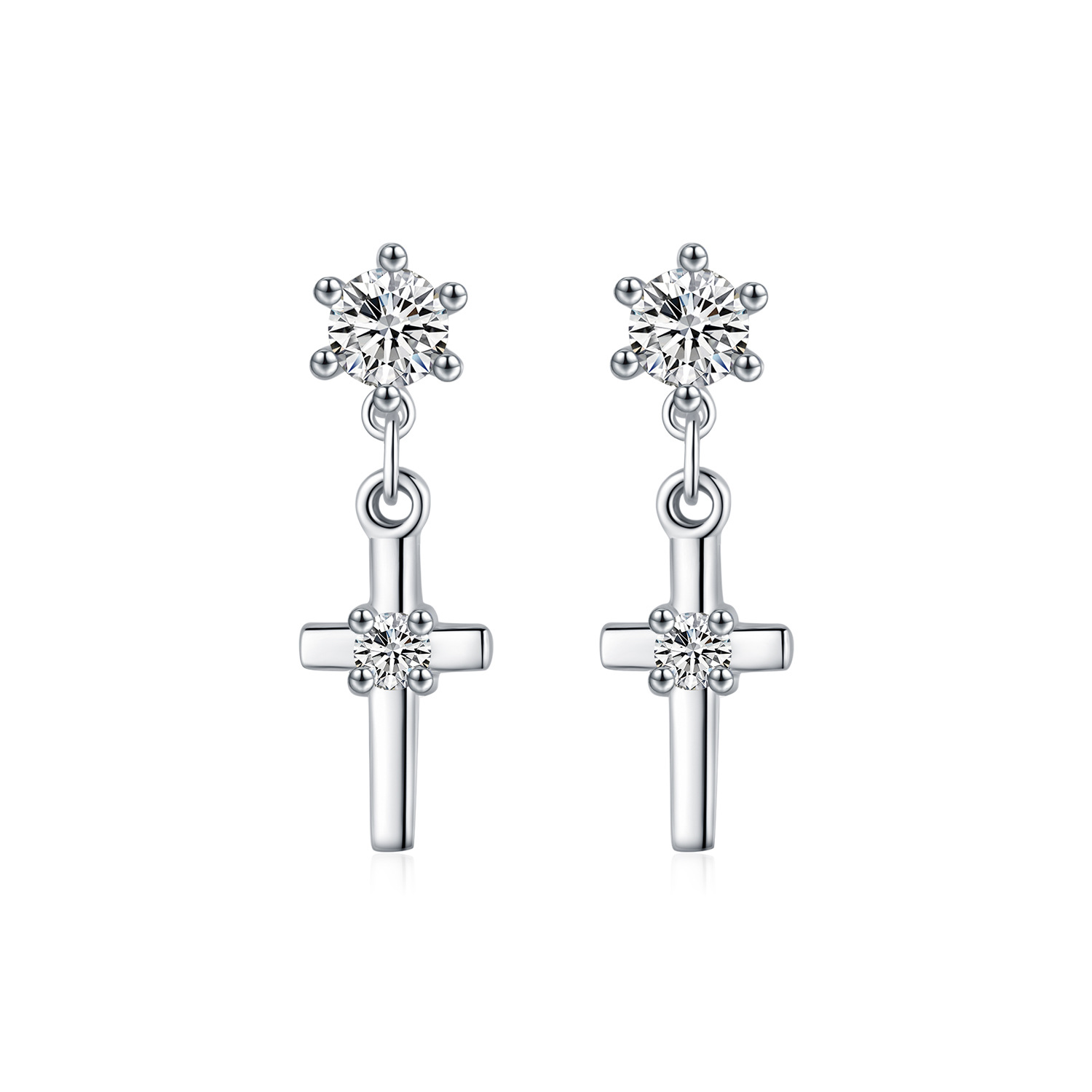 The S925 Silver Cross Pendant Earrings - Image 5