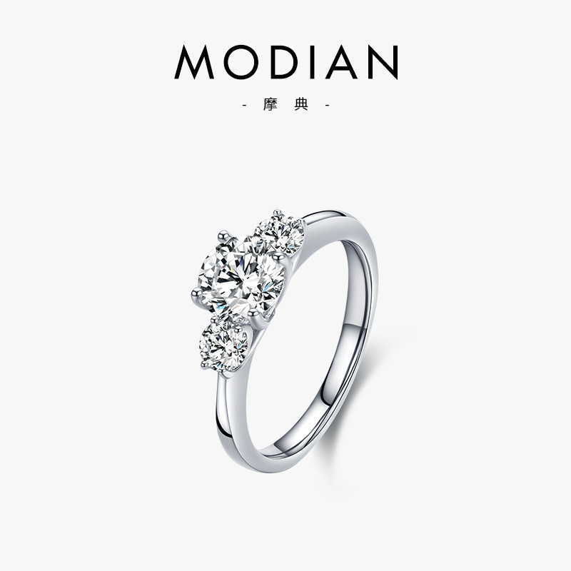 The S925 Sterling Silver Three-Stone Zirconia Ring