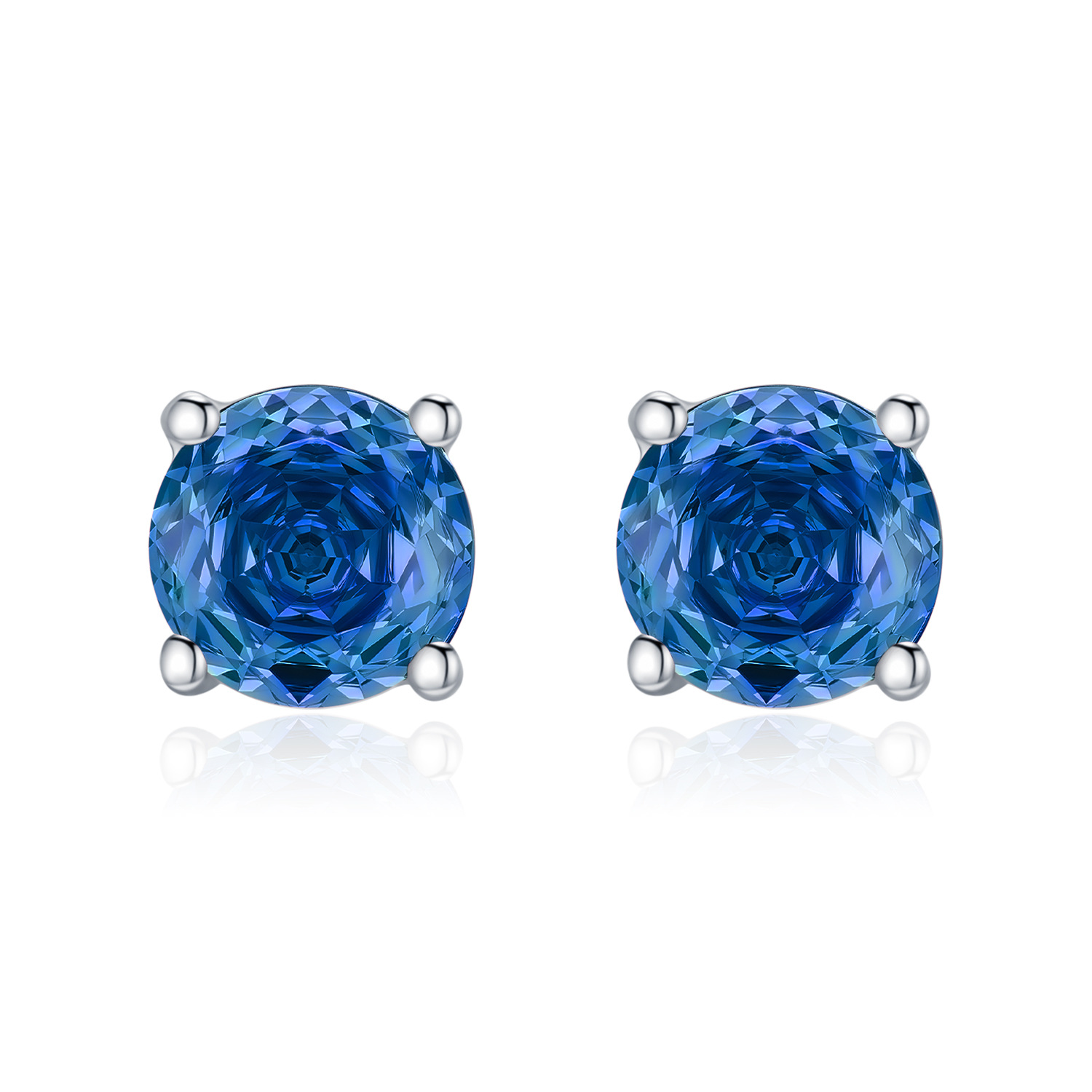 The S925 Sterling Silver Blue Rose Cut Simulated Diamond Earrings - Image 5