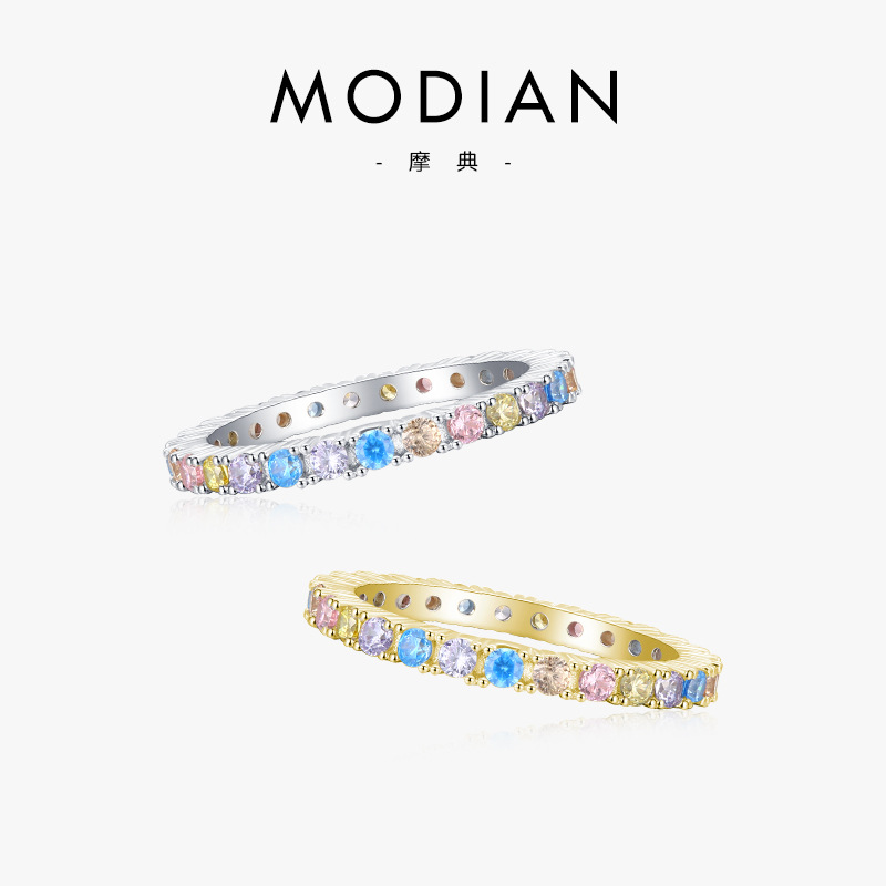 The S925 Sterling Silver Rainbow Zircon Ring