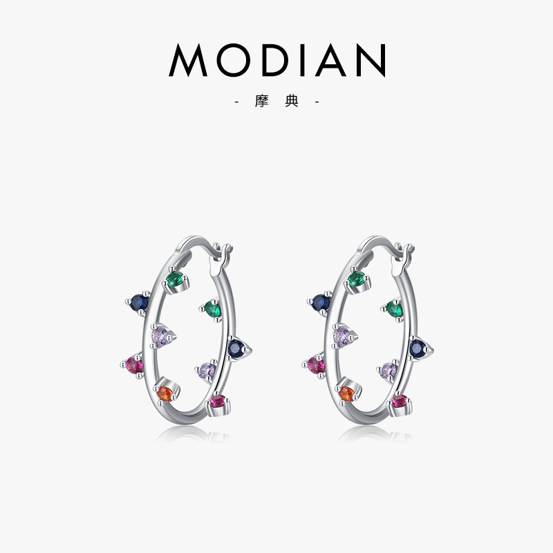 The S925 Silver Colorful Zircon Earrings