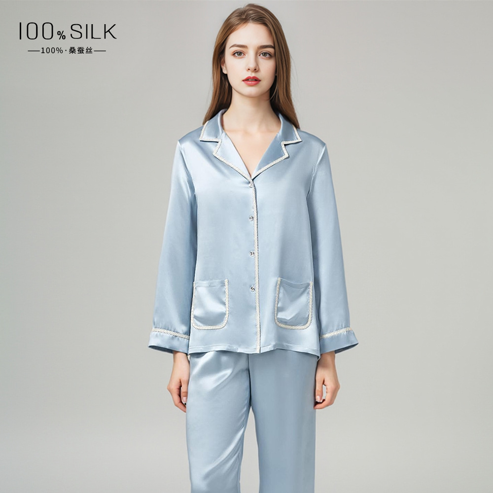 The 19 Momme 100% Mulberry Silk Long Sleeve Pajama Set