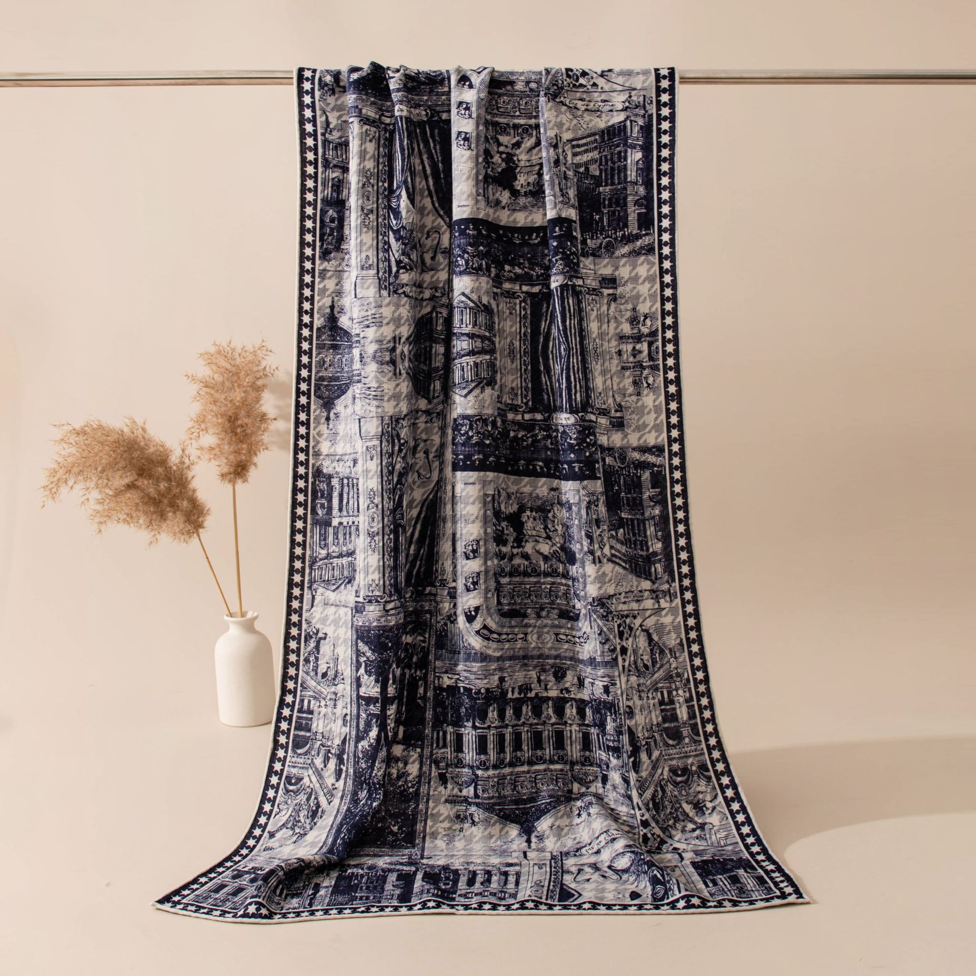 The Hand-Rolled Double-Sided Silk Wool Pashmina Shawl - Image 3