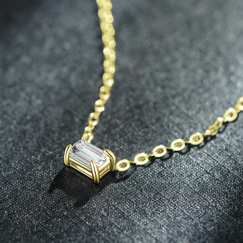 The S925 Sterling Silver Rectangle Zircon Necklace - Image 4