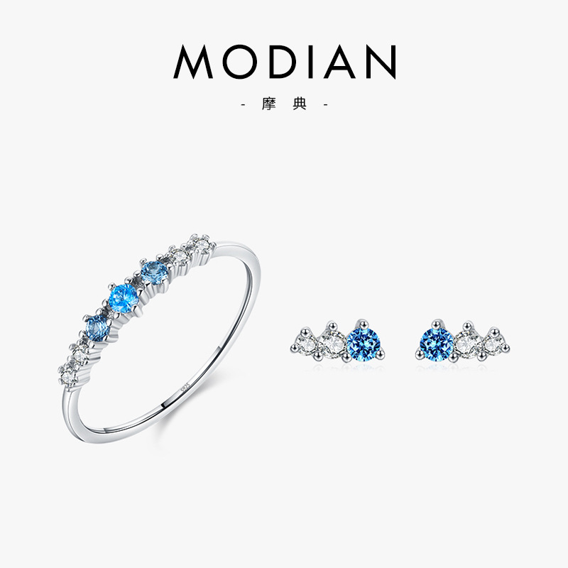 The Sterling Silver Zircon Ring and Earrings Set