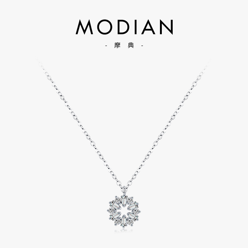 The S925 Sterling Silver Flower Cross Necklace