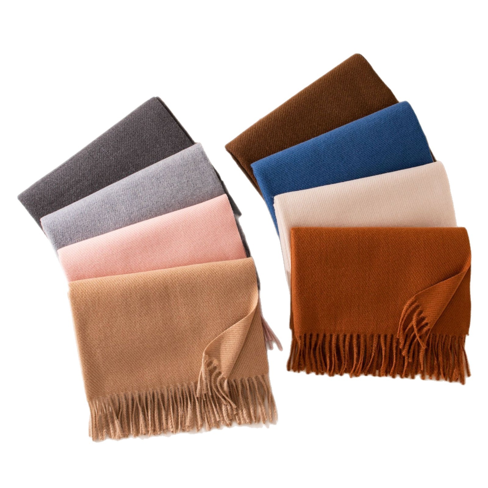 The Solid Color Fringe Wool Scarf - Image 5