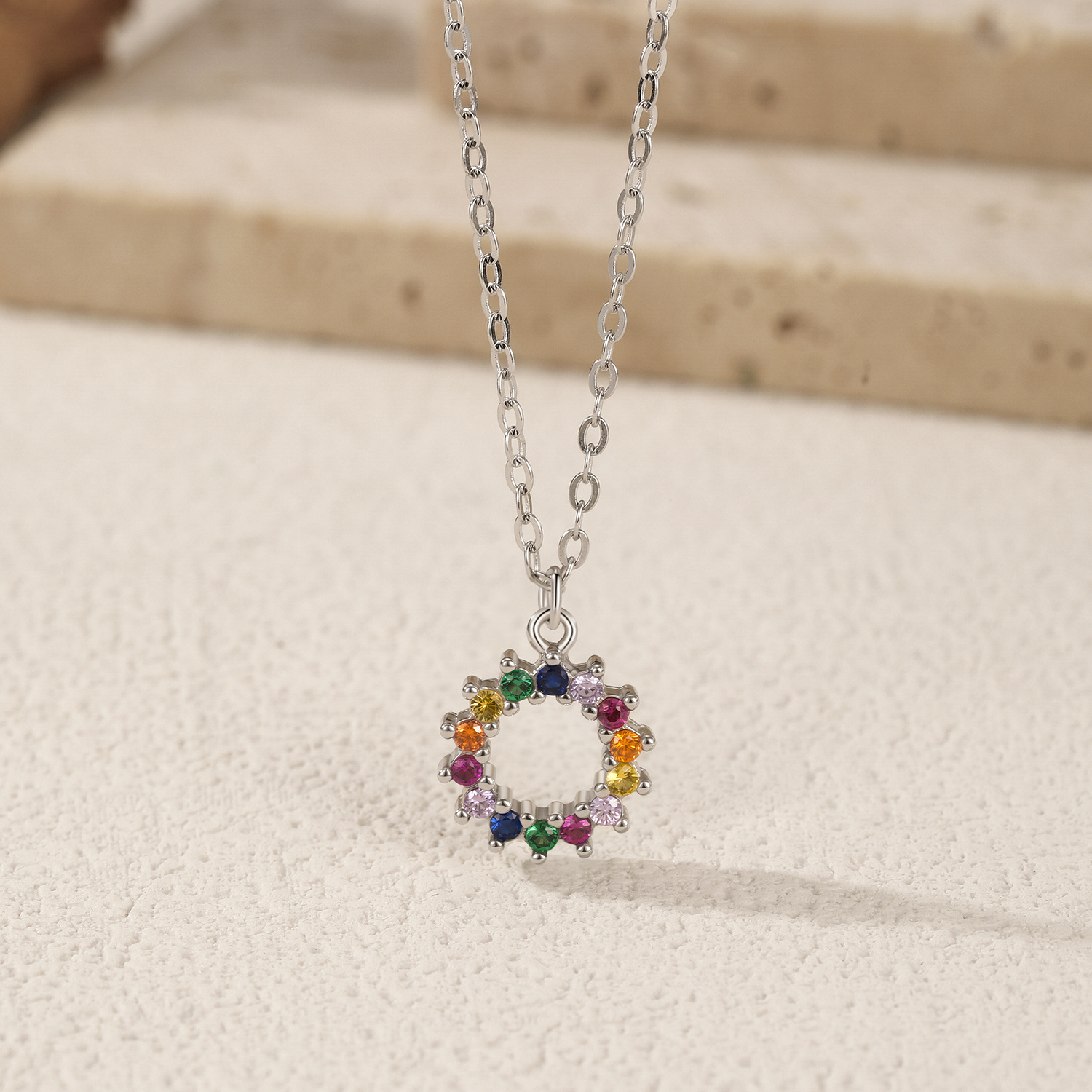 The S925 Sterling Silver Colorful Sparkling Pendant Necklace - Image 4