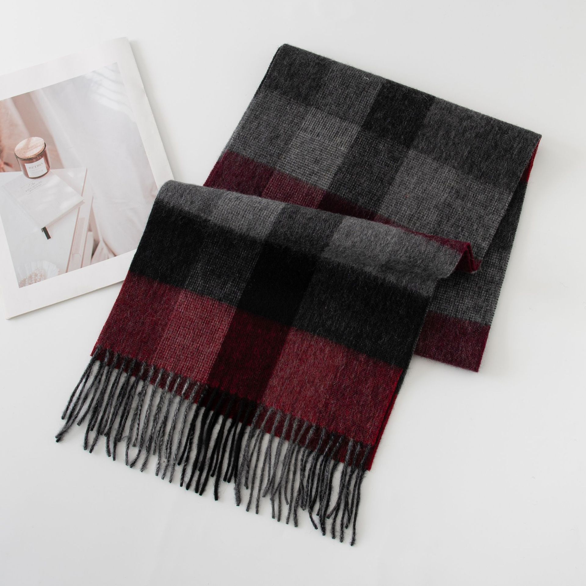 FHY24-7019-1 Gray Black Red Plaid