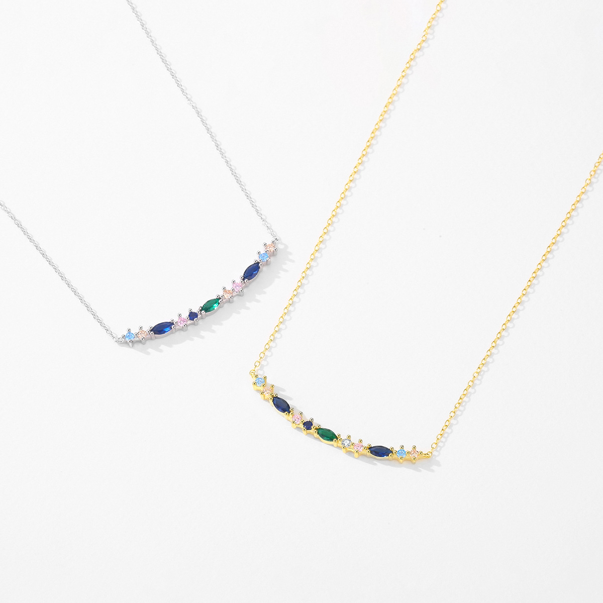 The S925 Sterling Silver Micro-Set Color Diamond Necklace - Image 4
