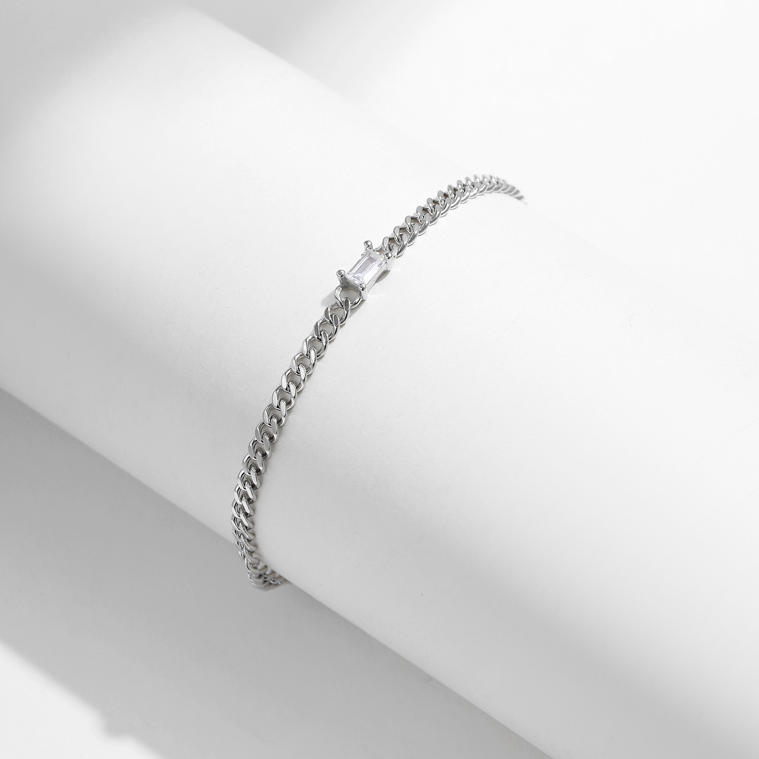The S925 Sterling Silver Emerald Cut Geometric Bracelet - Image 4