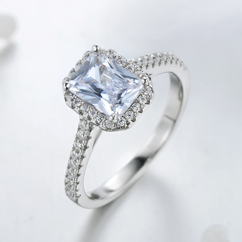 The S925 Sterling Silver Rectangle Zircon Ring - Image 2