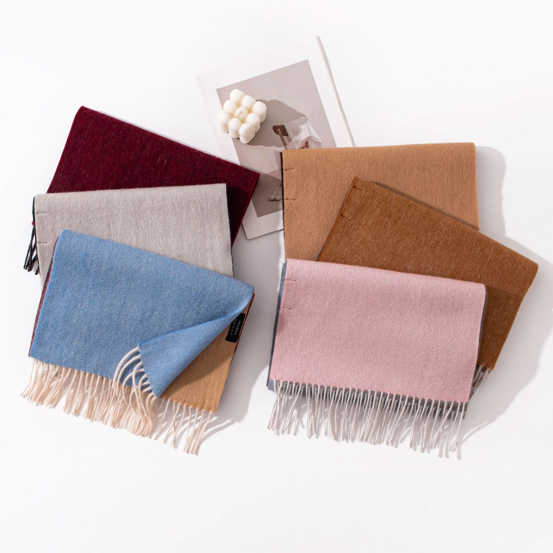 The Pure Wool Double-Sided Reversible Fringe Scarf - Image 3