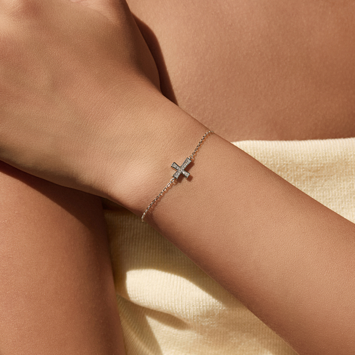 The Moissanite S925 Sterling Silver Cross Bracelet - Image 2