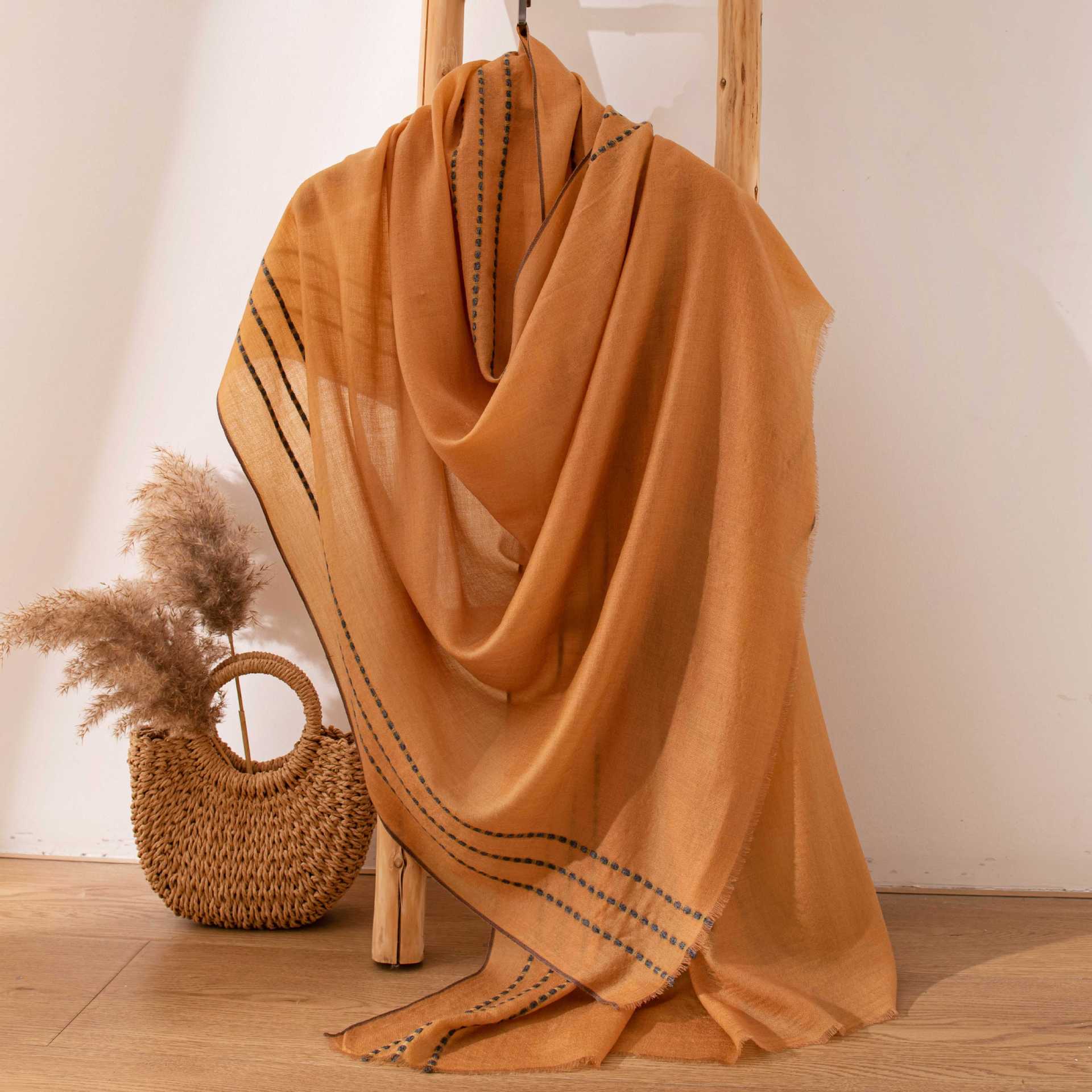 The 100% Wool Solid Color Long Scarf - Image 4