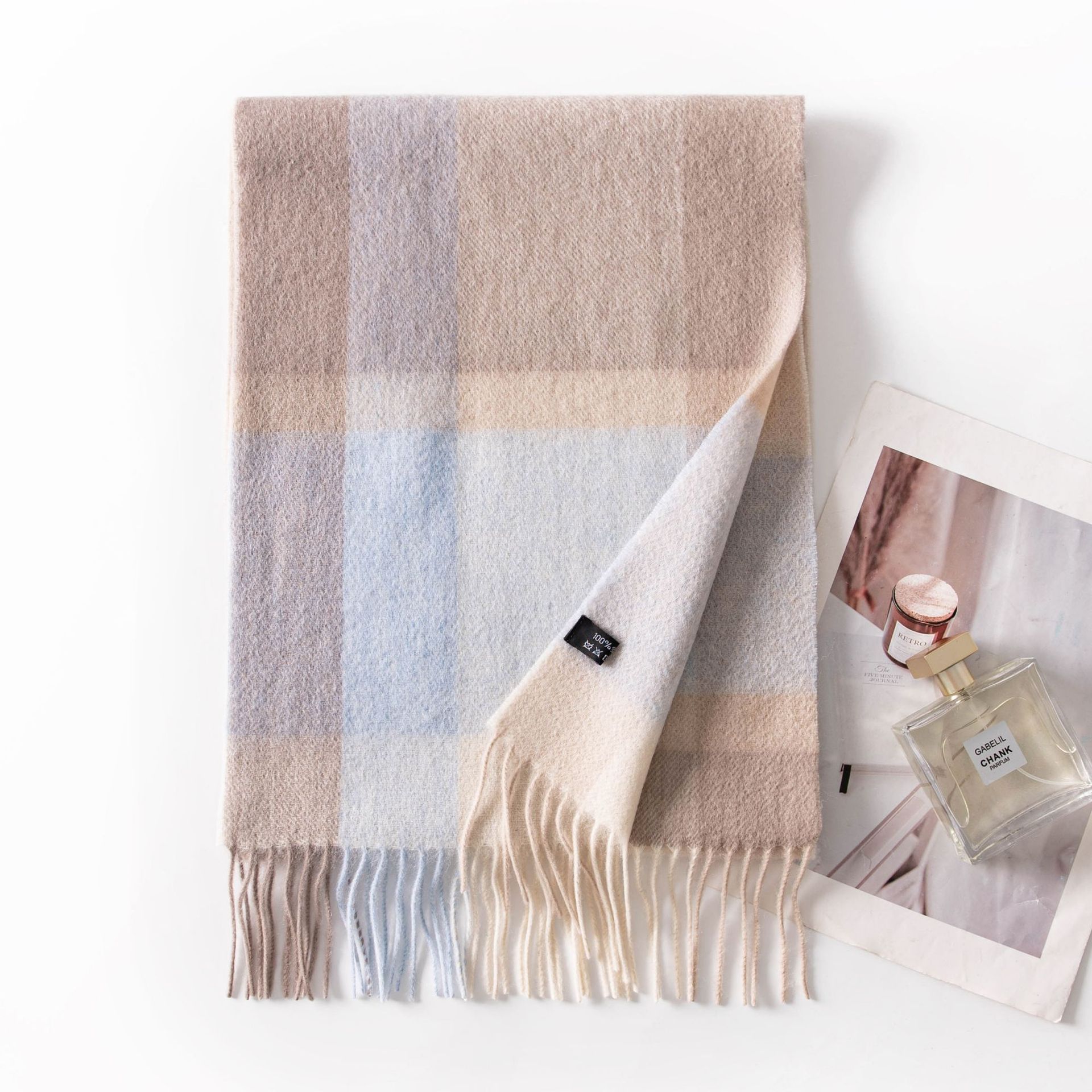 FHY25-7181-2 Gray Blue Beige Plaid