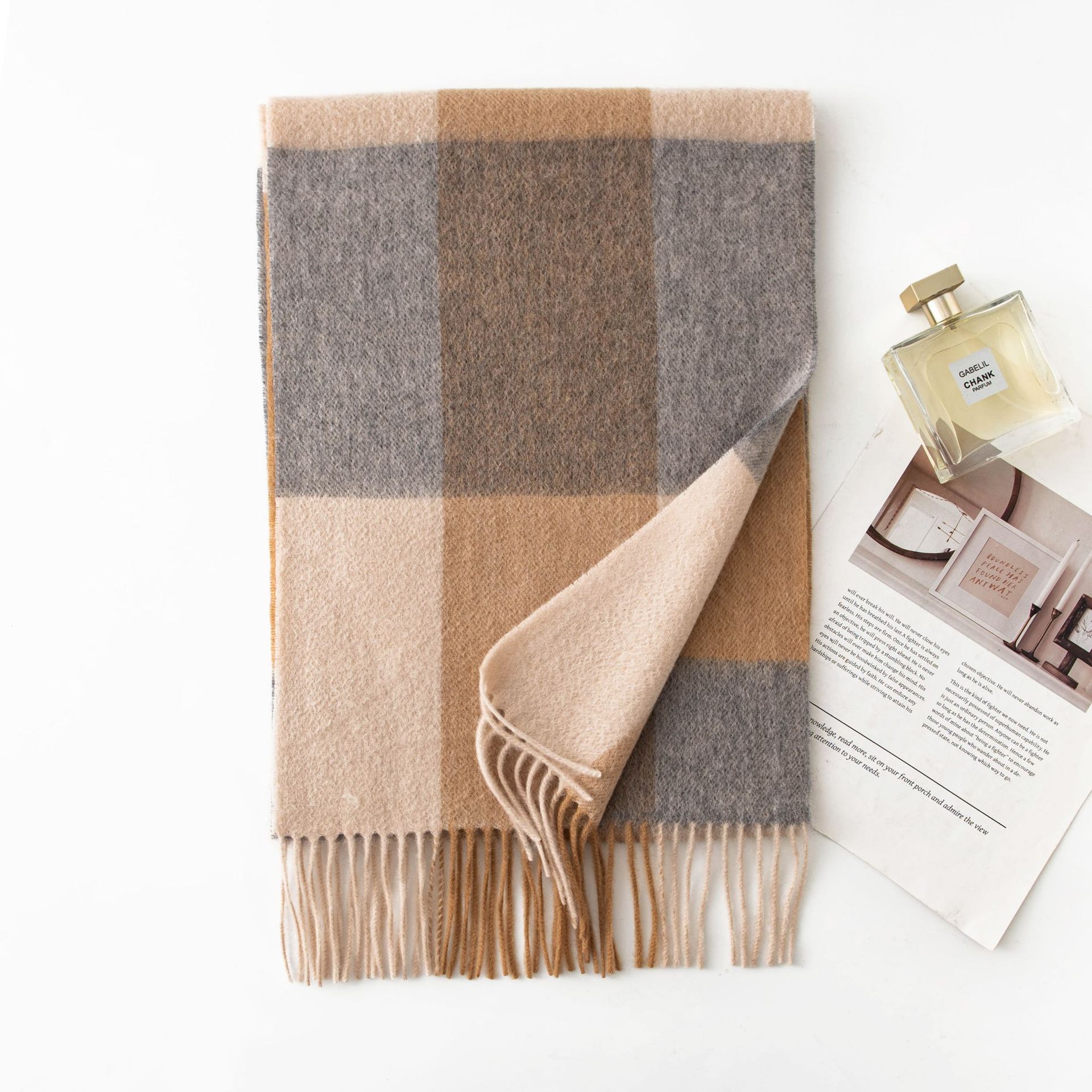 FHY25-7126-1 Camel Gray Plaid