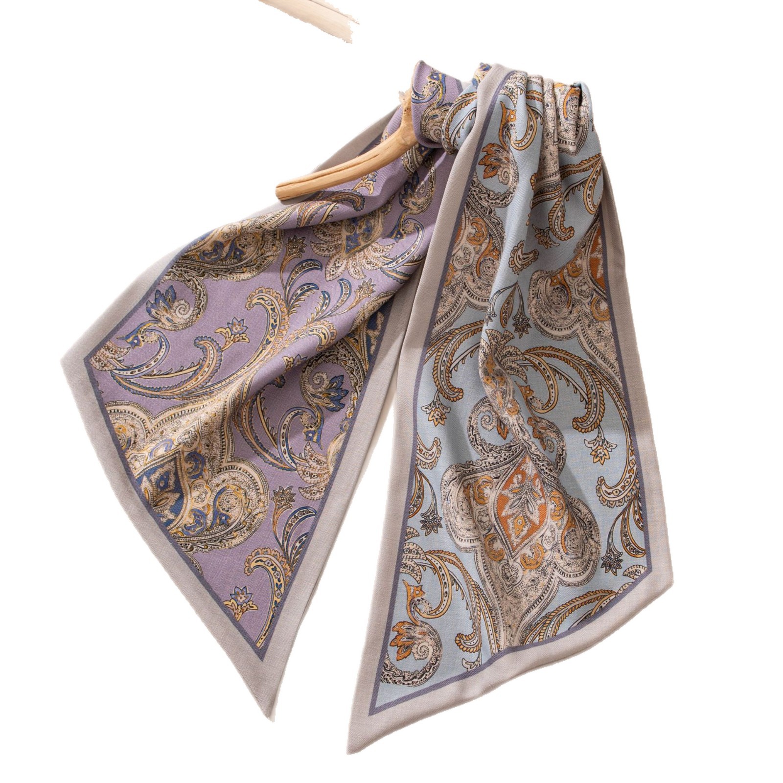 The Blue Purple Double-Sided Silk Wool Scarf - Image 5