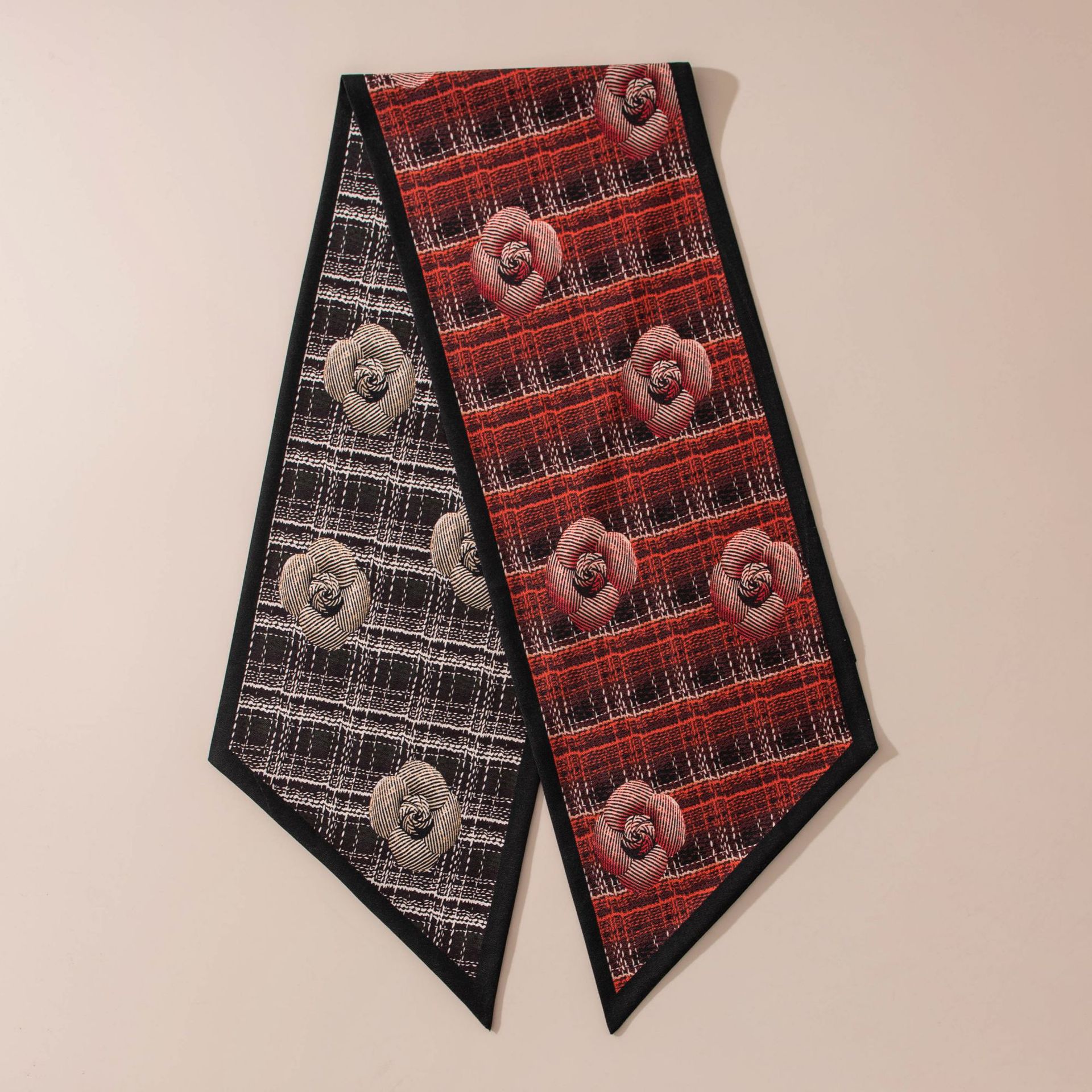 FHZ25-90242-1 Double-layer Two-tone Woven Black and Red