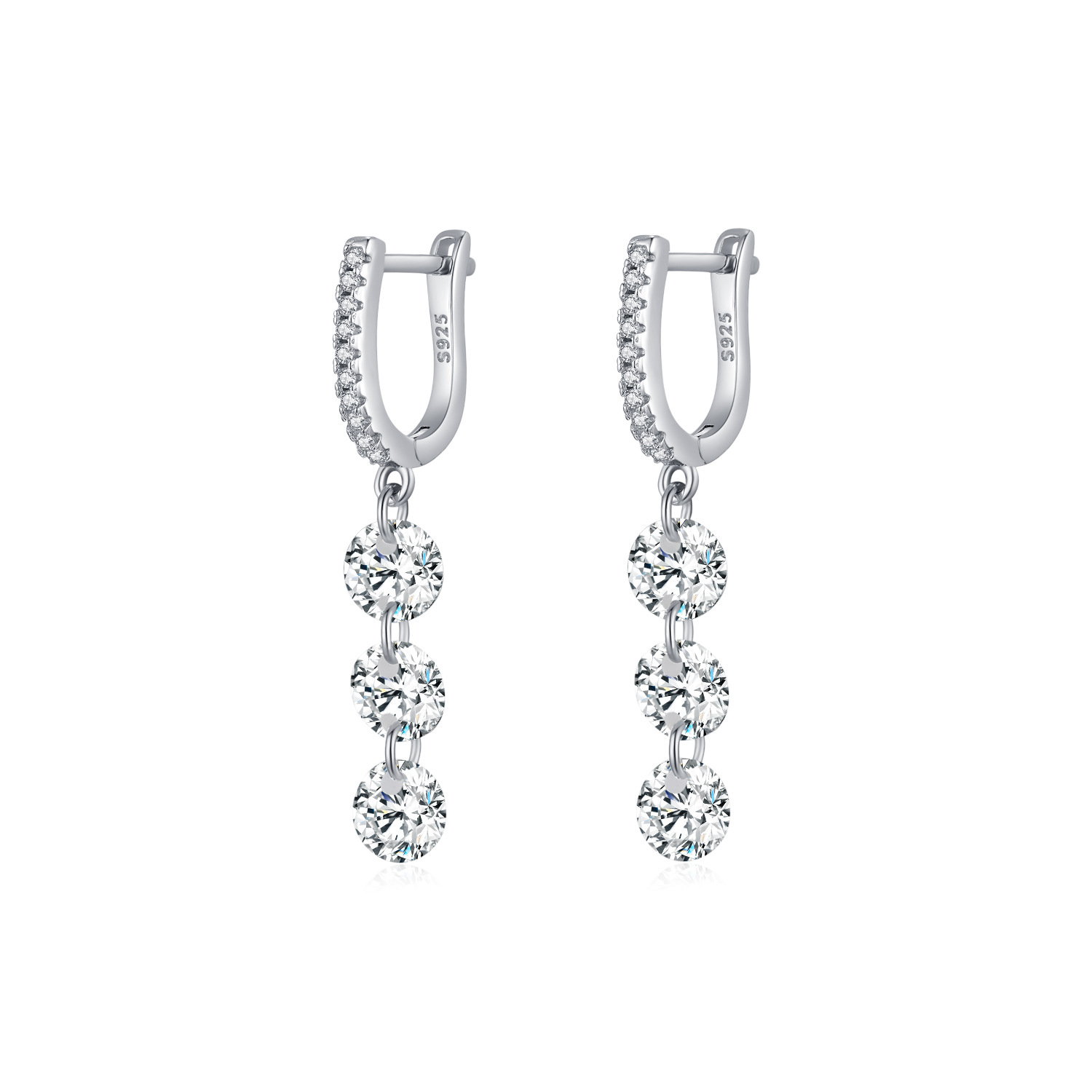 The S925 Sterling Silver Diamond Tassel Earrings - Image 5