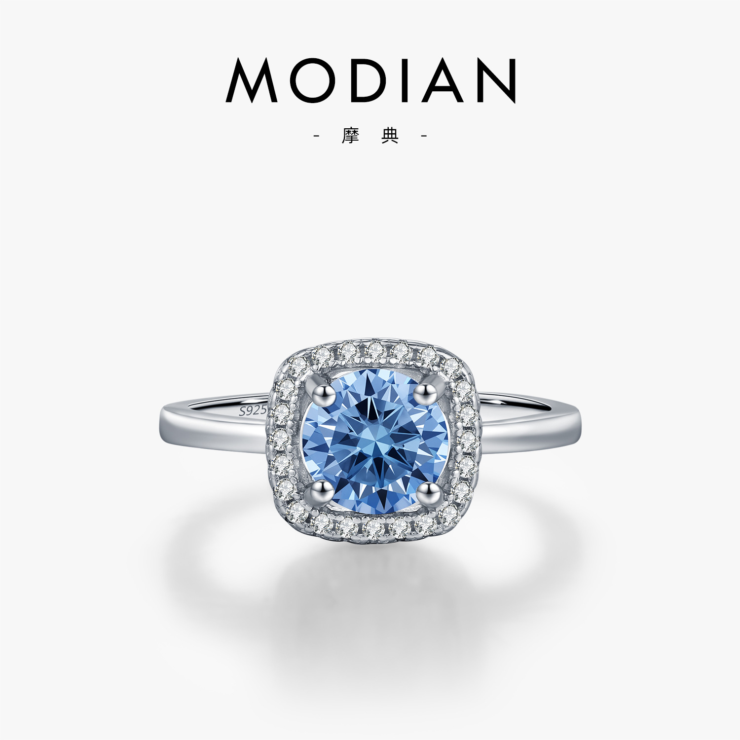 The 1 Carat Klein Blue Moissanite Halo Ring