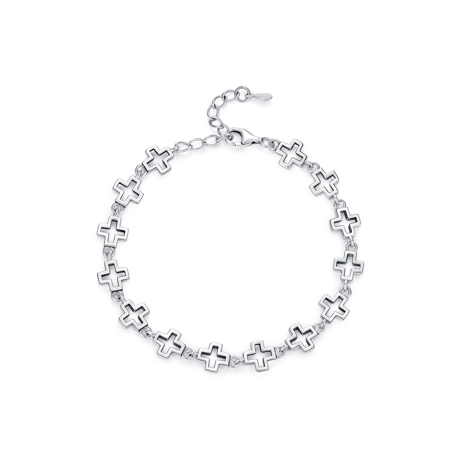 The S925 Silver Vintage Hollow Cross Bracelet - Image 5