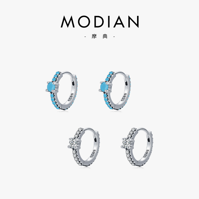 The Vintage Turquoise Hoop Earrings in S925 Silver