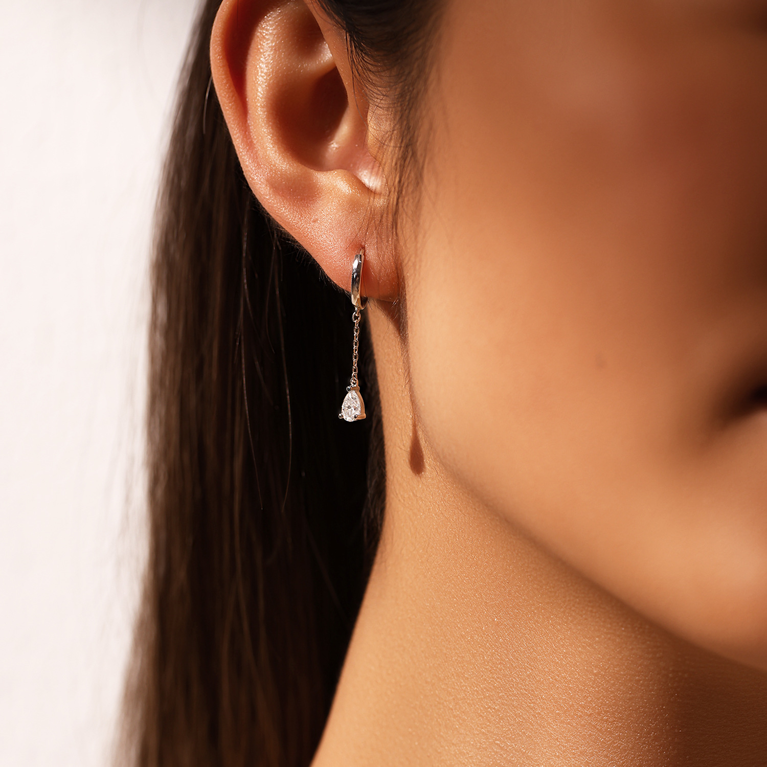 The 50-Point Moissanite Teardrop Pendant Earrings - Image 2